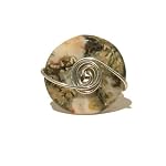 Moss Agate Ring 07 Wire Wrapped Green White Silver Gemstone Crystal Healing Handmade Stone Reiki Size 7.5