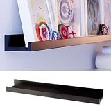 Denver Modern Floating Wall Ledge Shelf for Pictures and Frames 22 Inches Long , Black