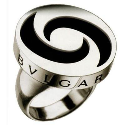 Bvlgari Bulgari Original 18 Ct White Gold and Onyx Rotating Ring AN851998 54mm US-6½
