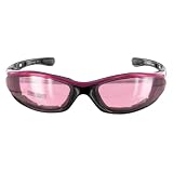 Womens Small Frame Pink Stripe Motorcycle Sunglasses with Corning USA Pink Lens
