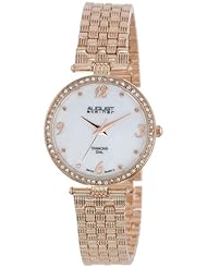 August Steiner Womens AS8078RG Diamond Mother-Of-Pearl Rose-Tone Bracelet Watch