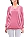 Allegra K Ladies V Neck Long Batwing Sleeve Side Pockets Loose Hoodie Blouse