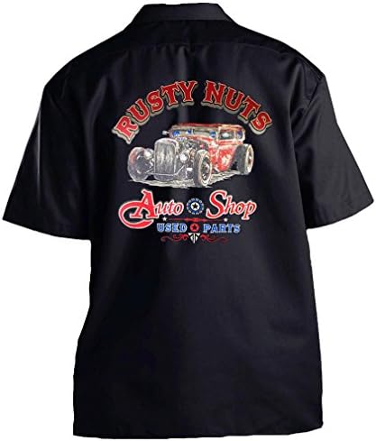 GearHead Alley Rusty Nuts Auto Shop Garage Work Shirt 2X-Large Dark Gray