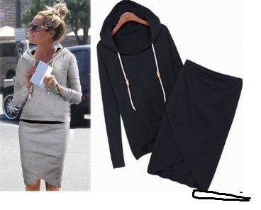 【セットアップ】セレブカジュアル　　スリムフードパーカー＆可愛いスカート♪