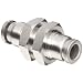 SMC KQG2 Series Stainless Steel 316 Push-to-Connect Tube Fitting, Bulkhead Union, 1/4" Tube OD x 1/2"-20 UNF