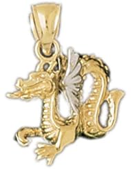 Dazzlers Solid 14 karats Two Tone Yellow and White Gold 3D Dragon Charm Pendant available in three colors from jewelsberry (weights: 4.3 grams only)