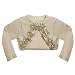 Size-12M BNJ-7613X METALLIC IVORY ROLLED ROSETTE Special Occasion Cropped Bolero Sweater/Shrug/Jacket,Bonnie Jean X17613 BABY/INFANT