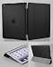 KHOMO DUAL CASE: Black Polyurethane Smart Cover FRONT + Black Crystal-Rubberized Back Protector for Apple iPad 2 new iPad 3 (The new iPad HD)
