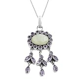 9.3 Cttw Moonstone, Amethyst 925 Sterling Silver Dangle Pendant