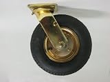 Swivel brass caster, 8 diameter black pneumatic wheel with ball bearing. 350 pound load capacity.