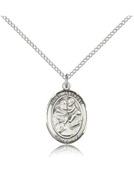 .925 Sterling Silver Saint St. Anthony of Padua Medal Pendant 3/4 x 1/2 Inches Lost Articles/The Poor-8004- Comes with a .925 Sterling Silver Lite Curb Chain Neckace And a Black velvet Box