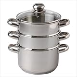 Hoffritz Healthworks 3-Tier Stainless Steel Steamer Set