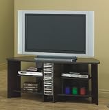 Contemporary Cappuccino Finish TV Stand with Shelves