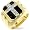 Men's Ring - Studded CZ Cross, Shiny Rhodium and Gold Plating, Enamel Finish (Sizes 9-14)