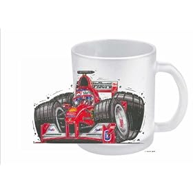 F1 FORMULA 1 FERRARI (BARRICHELLO) KOOLART Coupe en verre d�poli / tasse (CG)(CUSTOM d�cor�)1070