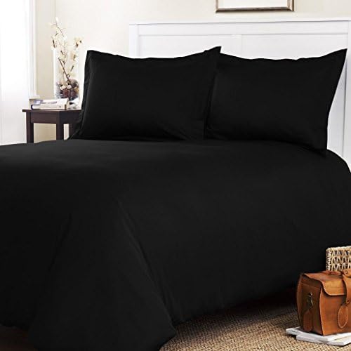3PC Classic Black Duvet Cover with Pillow Shams Set Full/Queen