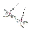 Dangle Earrings Dragon Fly 19 Mm X 23 Silver Multi Color Cz