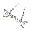 Dangle Earrings Dragon Fly 19 Mm X 23 Silver Multi Color Cz