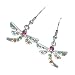 Dangle Earrings Dragon Fly 19 Mm X 23 Silver Multi Color Cz