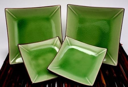 6-Pc Japanese Sushi Serving Set with Deluxe Chopsticks - Bali Green
