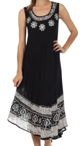Sakkas Women's Batik Flower Caftan Tank Dress