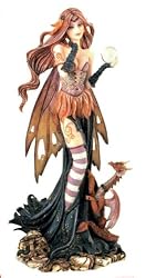Mystical Autumn Fairy with Dragon Figurine - 9"