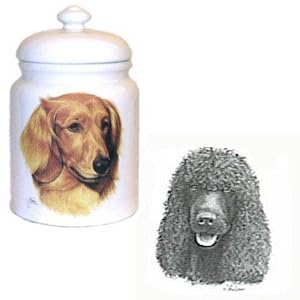 Irish Water Spaniel Cookie Jar, Porcelain by Rosalinde by