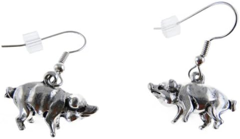 Pig Earrings - Solid Pewter