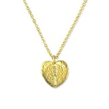  : 14K Yellow Gold & Diamond Leaf Textured Heart Pendant