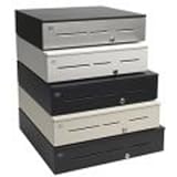 IMAGE OF Advantage cash drawer (3 slots, stainless front, 18.8 inch x 20 inch, canada tray, printer driven, std. security keyed random and no bell) - color: black