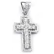 Sterling Silver Cubic Zirconia Rhodium Plated Cross Men's Charm.