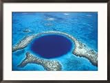 Aerial View of Blue Hole at Lighthouse Reef, Belize Framed Photographic Poster Print by Greg Johnston, 29x21