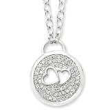Sterling Silver CZ Heart Necklace - 16 Inch