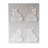 IMAGE OF Paderno World Cuisine 2 Imprint Polypropylene 3.625 Inch Bunny In Basket Chocolate Mold (Front and Back)
