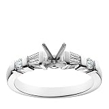 Platinum Engagement Ring Setting with Round and Tapered Baguette Sidestones (1/4 cttw)