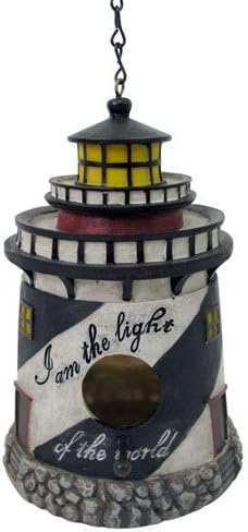Nautical Lighthouse Birdhouse, 8-inch (Outdoor Garden Patio Decor)