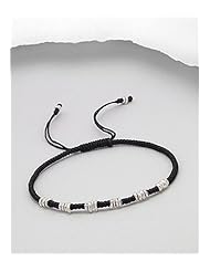 Cotton Waxed Thread Bracelet In Sterling Silver
