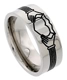 Titanium 9 mm (3/8) Flat Comfort Fit Band with Claddagh Pattern and Polished Finish