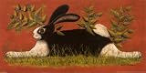 Red Folk Bunny Art Poster Print by Lisa Hilliker, 16x8