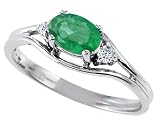 0.54 cts Genuine Emerald and Diamond Ring - 14kt White or Yellow Gold
