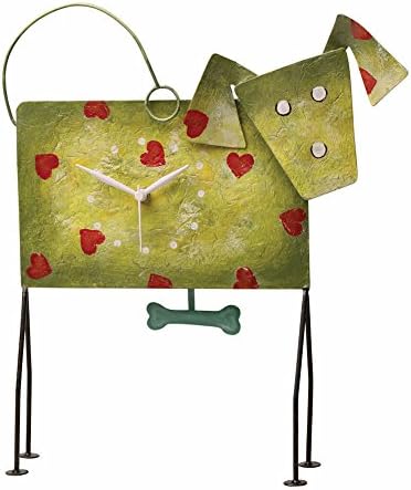 Women's Whimsical Dog-Shaped Metal Tabletop Pendulum Clock