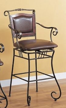 29"H Bar Stool European Style Dark Distressed Gold Metal Finish