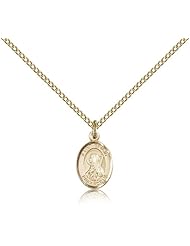 Gold Filled Saint St. Brigid of Ireland Medal Pendant 1/2 x 1/4 Inches Infants/Ireland-9123- Comes with a Gold Filled Lite Curb Chain Neckace And a Black velvet Box