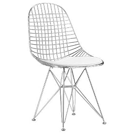 Click here to buy Zuo 188030 Mesh Dining Chairs in Chrome with Leather Cushion - Set of 2 .