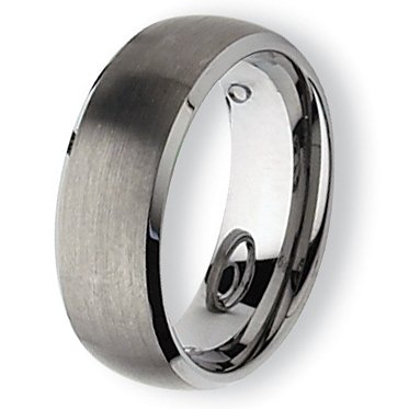 Beveled Edge Brushed & Polished Tungsten Carbide Ring (8.0 mm) - Sizes 7-13