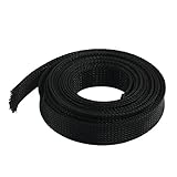 uxcell 編組スリーブ　ブラック　ナイロン　分離パイプ　幅20mm　長さ3M