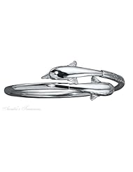 Sterling Silver 2 Double Wrap Dolphin Bangle Bracelet