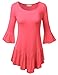SJSP Women Bell Sleeve Frill And Shirring Detailed Loose Fit Tunic Top