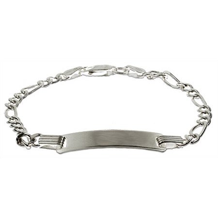 Eve's Addiction Sterling Silver 5.5 Inch Figaro Link Childrens ID Bracelet