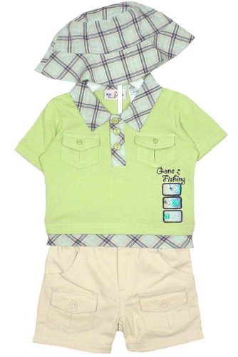Infant Boys 3pc Gone Fishing Short Set with Hat